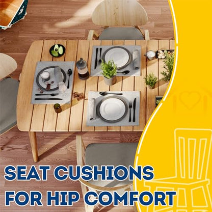 AAAAAcessories D-Shaped Chair Cushions, 2" Thick Dining Chair Pads with Ties and Removable, Machine-Washable Cover, 17" x 16", Set of 2, Khaki Gray - color: Khaki Gray, size: 2 Count(Pack of 1)