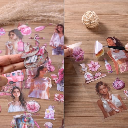 PET 20 Sheets 180 Pre-Cut Summer Stickers for Scrapbooking People Beach Scrapbook Sticker Transparent Stickers for journaling Junk journaling Supplies - color: Summer