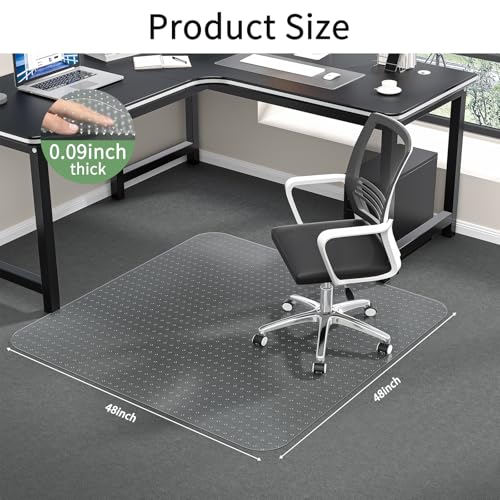 WASJOYE Chair Mat for Carpet, Office Chair Mat for Carpet, Thick Desk Chair Mat with Non-Slip Studded for Home and Office Low Pile Carpet, 48" x 48" Rectangle for Carpet - size: 48" x 48" Rectangle for Carpet