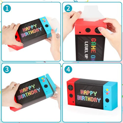 Adecortalk Video Game Party Favor Boxes 16 Pcs Gamer On Theme Gifts Boxes Happy Birthday Party Favor Boxes for Boys Kid Video Game Birthday Goodie Candy Treat Bags Gamer Party Decorations