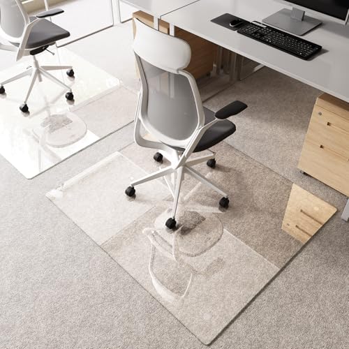 Tempered Glass Chair Mat 48"x42" – Ultra-Clear Office Chair Mat for Hardwood Floors & Low-Pile Carpets – Heavy-Duty 0.2" Scratch-Resistant Surface with Non-Slip Pads – Supports 1,000 lbs - size: 48"x42"