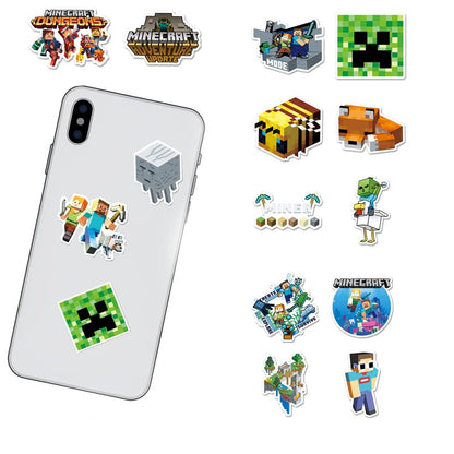 50 Pcs Pixel Miner Style Stickers, Stickers for Water Bottles, Video Game Party Supplies for Teens Mens Gamer Adults