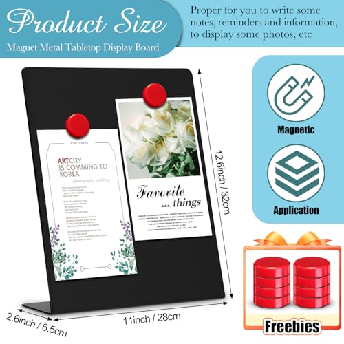 Fainne 2 Pcs Magnetic Board Stand Metal Magnet Bulletin Board Magnet Display with Easel for Tabletop for Back to School Memo Menu Table Office Kitchen Supplies (Black,12.6 x 11 Inches) - color: Black, size: 12.6 x 11 Inches