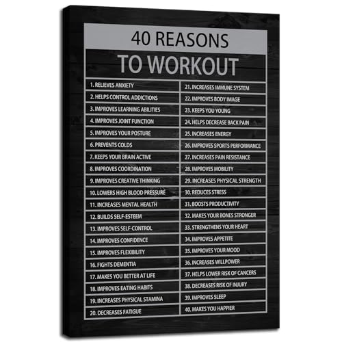 Inspirational Canvas Wall Art Painting Quote Office Wall Decor Pieces Success 40 Reasons to Workout Poster Positive Motivational Framed Artwork Prints Picture for Living Room School[12" W X 18" H] - color: A-ONE-12, size: 12"L x 18"W