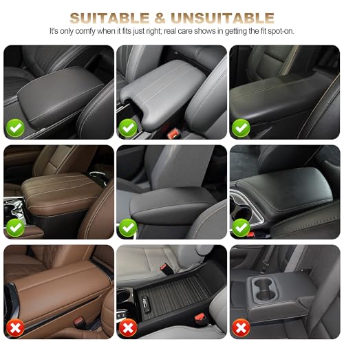 YORKNEIC Car Center Armrest Cover for Ford Bronco with Cup Holder(Black) | Waterproof Thick Leather Armrest Protector with 2 Storage Pockets & Phone Slot Anti-Scratch Cushion for Bronco - color: 005#Black, size: Fit for Ford Bronco
