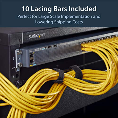 StarTech 10-Pack Horizontal Cable Lacing Bar, 19in Rack, TAA (CMLB10) - style: 0" Offset 10-pk