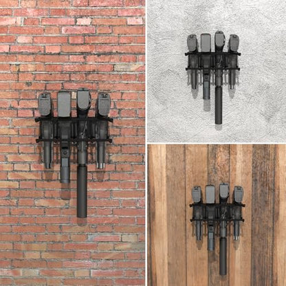 UNITEDPOWER Wall Mount Pistol Rack, 4 Handgun Holder for Gun Cabinet Storage, Revolvers Safe Organizer, Metal Gun Stand Fit Most Pistols With Laser Sights