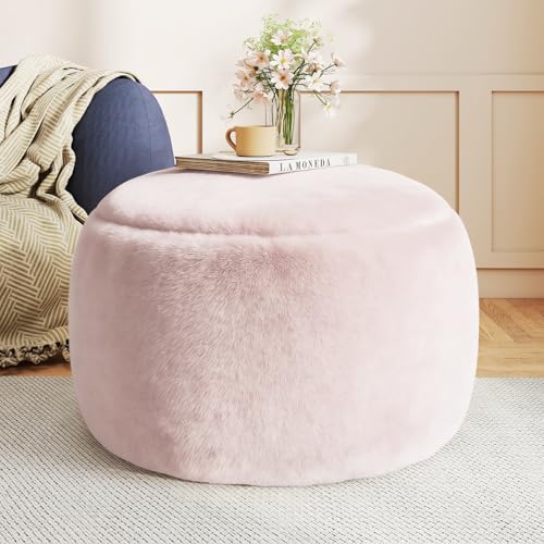 Gericco Round Stuffed Pouf Ottoman for Foot Rest, A Round Modern Foam Filled Poufs, Floor Chair for Living Room, Nursery, Dorm, A Soft Modern Foot Stool Perfect to Rest Your Feet (Pink, 29Inch) - color: Pink, size: 29.9"D x 29.9"W x 17.7"H