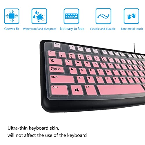 2 Pack Keyboard Cover for Logitech K120 & MK120 Ergonomic Desktop USB Keyboard, Logitech K120 & MK120 US Layout Waterproof Anti-Dust Keyboard Skin-OmbrePink+Clear - color: OmbrePinkClear