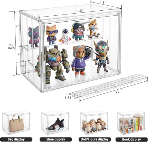 Clear Acrylic Display Case for Figures (Set（2 Pack）, 7.1"+14.2") - color: Set（2 Pack）, size: 7.1"+14.2"