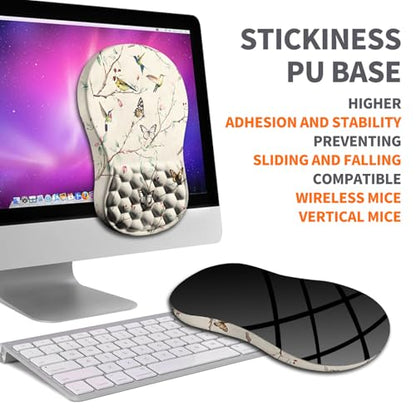 Ergonomic Joint Wrist Support Mouse Pad with Memory Foam Cushion Massage Bump, Carpal Tunnel Pain Relief Mousepad Slope Design for Wrist Rest, 11.8x7.9 in, Butterfly Hummingbird - color: Butterfly Hummingbird