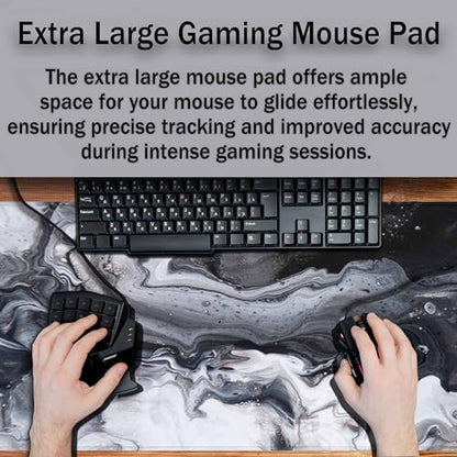 Marble Abstract Art Gaming Mouse Pad Fluid Art Black and White Modern Large Full Desk Keyboard Mousepad for Computer,Home,Office 35.4"X15.7" - color: Marble Abstract Art