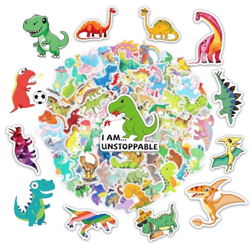 110PCS Cartoon Dinosaur Stickers - Waterproof Cute Dino Decals for Kids Toddlers Boys Girls Teens | Perfect for Teaching Rewards, Dino Party Favors & Holiday Stocking Stuffers - style: Cartoon Dinosaur