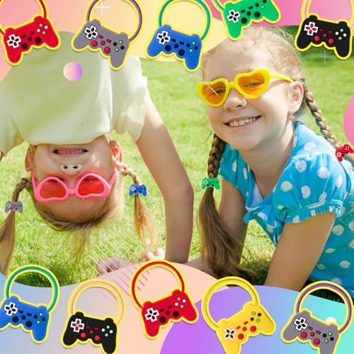 36PCS Video Game Hair Ties for Women Girls, Elastic Hair Ties Ponytail Holder Controller Hair Accessories Videos Gaming Party Favor (Video)
