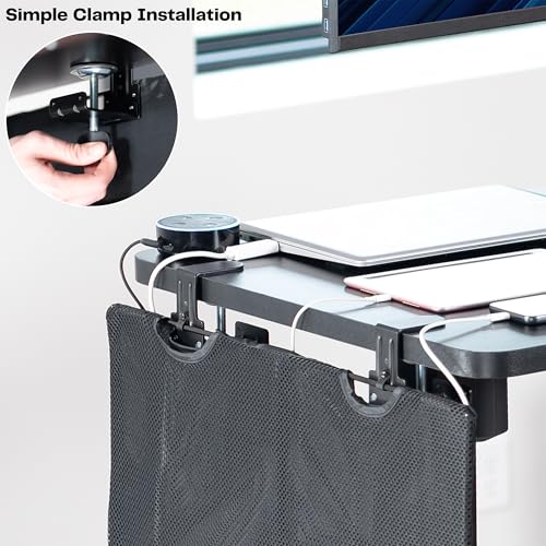 VIVO Black Clamp-on 24 inch Desk Cable Management Sleeve, DESK-SKIRT-24P | Privacy Desk Skirt, Cable Organizer, Wire Hider Kit Panel System - size: 24" Panel
