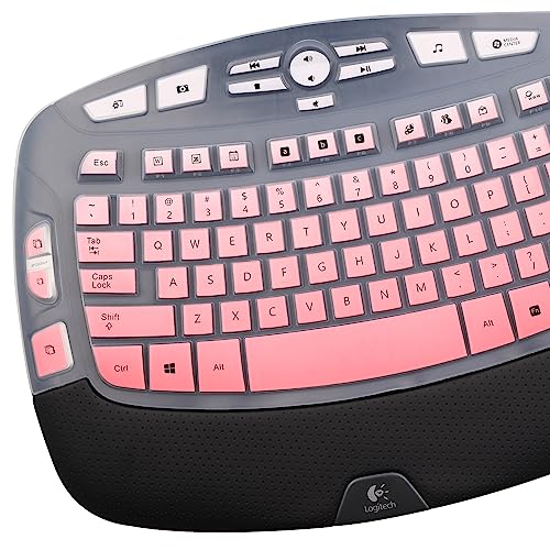 Keyboard Cover for Logitech K350 Wireless Wave & MK570 MK550 Wireless Keyboard, Logitech K350 MK550 MK570 Keyboard Accessories Protective Skin-Rainbow - color: Ombrepink
