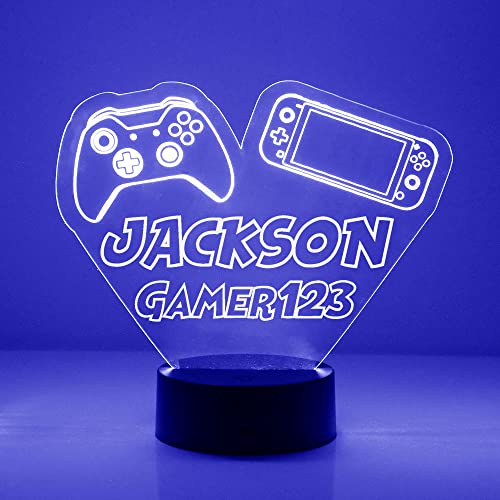 Personalized Gaming LED Sign Night Light Lamp with Remote, Custom Text, Acrylic Display with 16 Colors & 4 Modes, Battery or USB Power, Made in the USA (Controller 1) - style: GB
