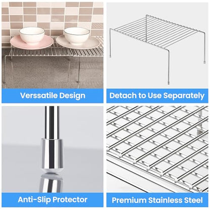 Tomorotec Space-Saving Stainless Steel Storage Rack, 12.8-22.8 in, Silver, Easy to Install, Versatile Design - color: Silver-1Pcs