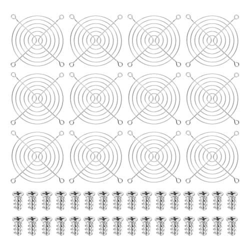 PATIKIL 90mm Fan Finger Grill, 12 Pcs Metal Ventilation Grill Guard Cover with Screws for Industry Workshop Computer Household Refrigerators Air Conditioning, Silver - size: 90mm