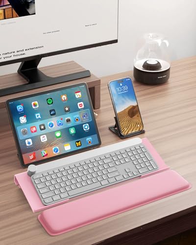 Laborio Computer Keyboard Stand for Desktop, 2-Level Height Adjustment Keyboard Wrist Rest, Non-Slip Key Board Riser Pad for Office, Gaming, and Home Desks(Pink) - color: Pink
