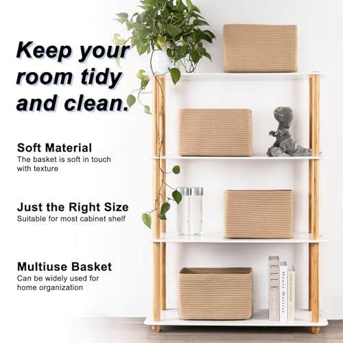 4 Pack Storage Baskets for Organizing, Woven Baskets for Shelves - Perfect for Toys, Books, Towels, and Clothes, Durable Gift Basket Bins Toy Storage, 12.7''L x9''W x7.8''H, Jute - color: Jute, size: Small/12.7''Lx9''Wx7.8''H