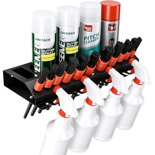 Car Cleaning Brush and Spray Bottle Storage Rack, Air Tool Holder, Car Beauty Shop Accessory Display for Auto Repair Shops Garages, Garage and Workspace (1pc-Black)