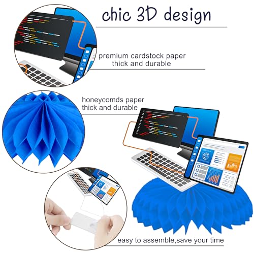 11pcs Computer Theme Party Honeycomb Centerpieces Computer Birthday Party Centerpiece Decorations for Intelligence Theme Birthday Party Baby Shower Supplies