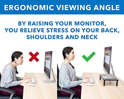 Mount-It! Height Adjustable Single Monitor Riser | Metal Mesh Computer Screen Platform | Desktop Riser for Laptop, Monitor, and Printer | 44lbs Capacity (Black) - size: Set of 1
