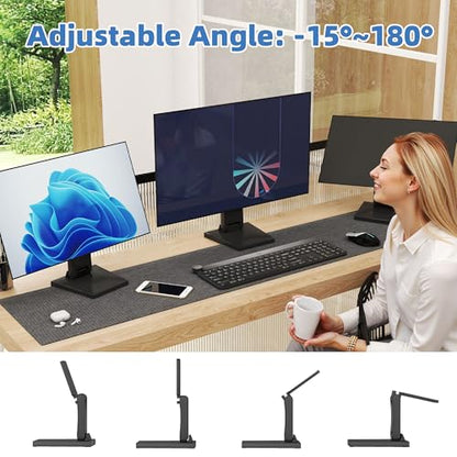 Adjustable Metal Folding Monitor Bracket for Touch Screen Desk Mount with VESA Hole 75x75mm&100x100mm All in Single PC Stand (Black)