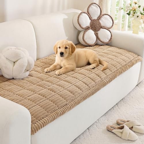 Royhom Couch Cover for Dogs Washable, Soft Thick Pet Couch Covers for Sofa, Pawcart Couch Protector Pet Friendly, Furniture Covers Dog Mat for Couches and Sofas (Khaki, 27.6 x 47.2 Inch) - color: Khaki, size: 27.6 X 47.2 Inch/1 Piece