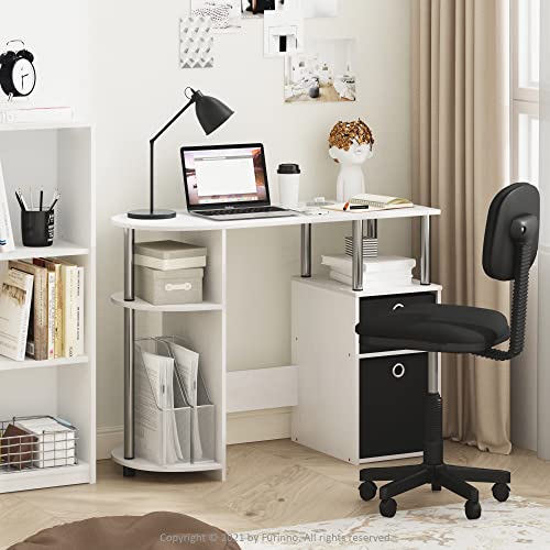Furinno Jaya Simplistic Computer Study Desk, White Oak/Chrome/Black - color: White Oak/Stainless Steel/Black