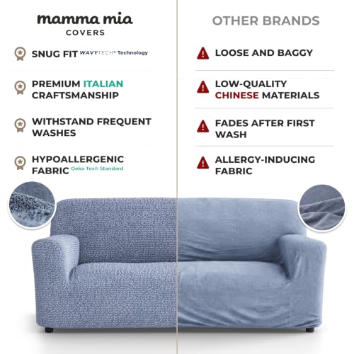 Premium Stretch Couch Covers for Sofa - Sofa Chair Cover Washable, Dogs & Pets Friendly - Elastic Polyester Loveseat Slipcovers - Non-Slip Love Seat Couch Covers - Blue (64"-85" Wide) - color: Blue, size: 64"-85" Wide