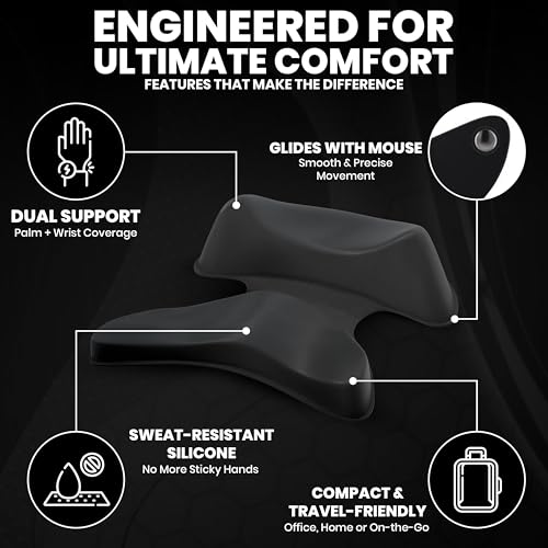 GlideX r2.0 Ergonomic Mouse Wrist Rest – Compact Sliding Wrist Pad with Low Profile Design for Desk Laptop Travel, Fits Small to Medium Hands (Black) - color: Black