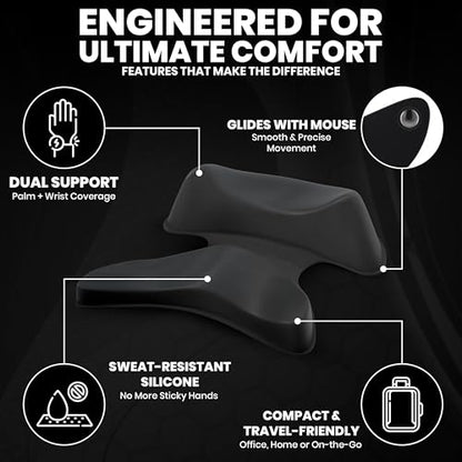 GlideX r2.0 Ergonomic Mouse Wrist Rest – Compact Sliding Wrist Pad with Low Profile Design for Desk Laptop Travel, Fits Small to Medium Hands (Black) - color: Black