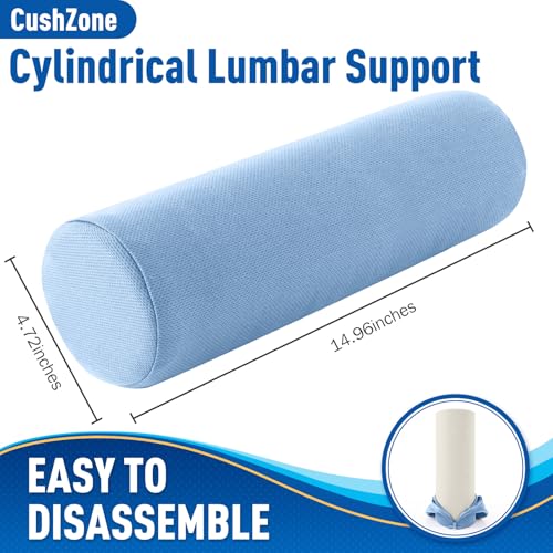 Lumbar Roll Support Pillow for Office Chair, Car, Gaming Chair, Memory Foam Back Cushion with Washable Cover for Relieving Back Pain & Improving Posture, Large,Light Blue - color: Light Blue, size: Long