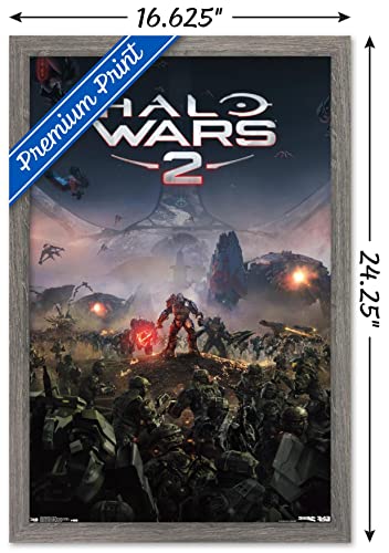 Trends International Halo: Halo Wars 2 - Key Art Wall Poster, 14.725" x 22.375", Barnwood Framed Version - color: Barnwood Framed Version, size: 22.4"L x 14.7"W