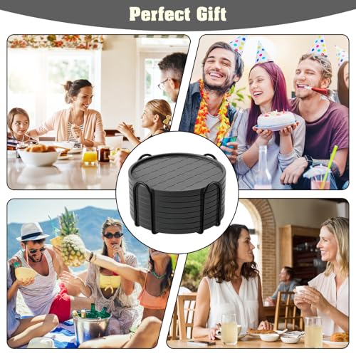 Coasters,Drink Coasters Set of 8 with Holder (Gray, 12pcs) - color: Gray, size: 12 pcs