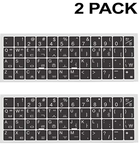 Korean English Keyboard Stickers, 2 Pack Black Keyboard Replacement - color: English-Korean/White