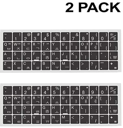 Korean English Keyboard Stickers, 2 Pack Black Keyboard Replacement - color: English-Korean/White