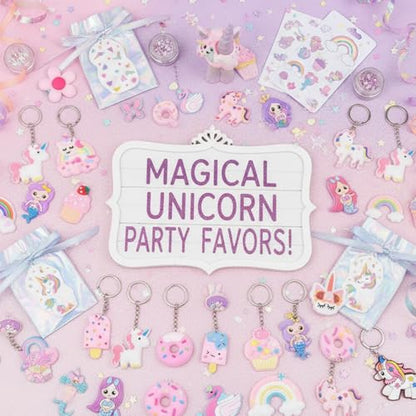 Batiyeer 36 Pack Pink Mermaid Unicorn Keychains Bulk, Cute Backpack Rainbow Key Chains, Sweet Birthday Party Favor Gifts Goodie Bag Stuffers for Valentines Party Decoration Supplies - style: Sweet