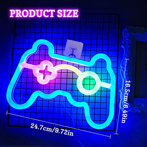 Vicloon Gamer Neon Sign, Gamepad Controller Shape - USB/Battery Powered LED Wall Light for Gaming Room Decor, Retro Arcade Gifts for Teens Boys Kids - color: Gamer Neon Sign