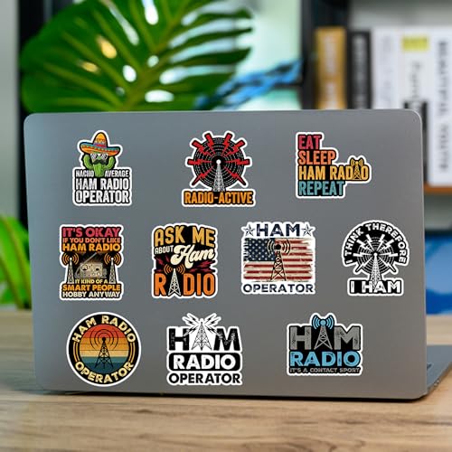 SODAVA [3"x3"] Ham Radio Stickers Pack of 10 – Funny Ham Radio Operator Decals for Laptop Water Bottle Gift for Ham Enthusiasts Hams Radio Club Amateur Radio Accessories Vinyl Weatherproof Sticker - color: Ham Radio