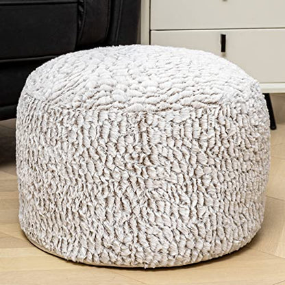 Asuprui Pouf Ottoman Unstuffed Ottoman Foot Rest No Filler Soft Fur Foot Stool 20x20x12 Inches Fuzzy Chair Floor Pouf Chair with Storage for Living Room Bedroom Snow Coffee - color: Snow Coffee
