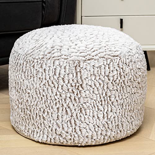 Asuprui Pouf Ottoman Unstuffed Ottoman Foot Rest No Filler Soft Fur Foot Stool 20x20x12 Inches Fuzzy Chair Floor Pouf Chair with Storage for Living Room Bedroom Snow Coffee - color: Snow Coffee