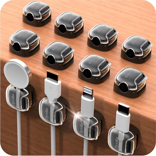 Cable Clips,12 Pack Cord Holder Cord Organizer [1s Lock & Strongest Adhesive] Spring Cord Clips Phone Charger Wire Desk Cable Management Nightstand Home Office School Decor Women Cute Desk Black - color: Black, size: 12 Pack