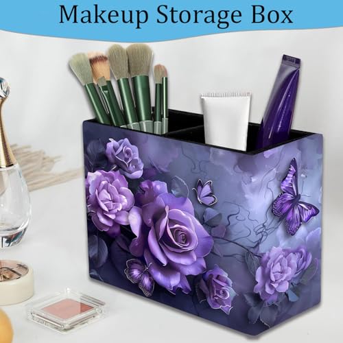 Pen Holder and Anti-Slip Mouse Pad Combination, Makeup Brush Storage Box, Tableware Storage Box, Suitable for Office and Home - Purple Rose - color: Purple Rose
