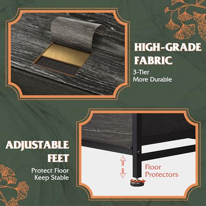 WLIVE 9-Drawer Dresser, Fabric Storage Tower for Bedroom, Entryway, Closet, Tall Chest Organizer Unit with Fabric Bins, Steel Frame, Wood Top, Easy Pull Handle, Charcoal Black Wood Grain Print - color: Charcoal Black Wood Grain Print