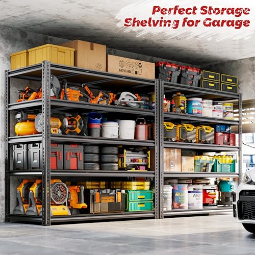 48"W Garage Shelving, 3050LBS Storage Shelves Heavy Duty, 5 Tier Metal Shelving Unit Adjustable Garage Shelves Heavy Duty Shelving for Warehouse,Commercial, Kitchen, 48" W × 24" D × 72" H, Black - size: 48"W x 72" H x 24" D