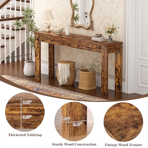 Armocity Console Table, 47" Farmhouse Wood Entryway Table, Sofa Tables Narrow Long Behind Couch, Entry Table for Entrance, Hallway, Living Room, Rustic Brown - color: Rustic Brown, size: 47"