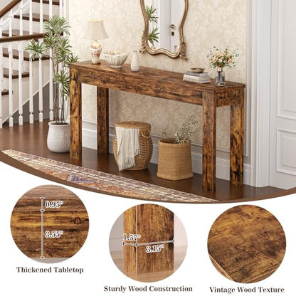 Armocity Console Table, 47" Farmhouse Wood Entryway Table, Sofa Tables Narrow Long Behind Couch, Entry Table for Entrance, Hallway, Living Room, Rustic Brown - color: Rustic Brown, size: 47"